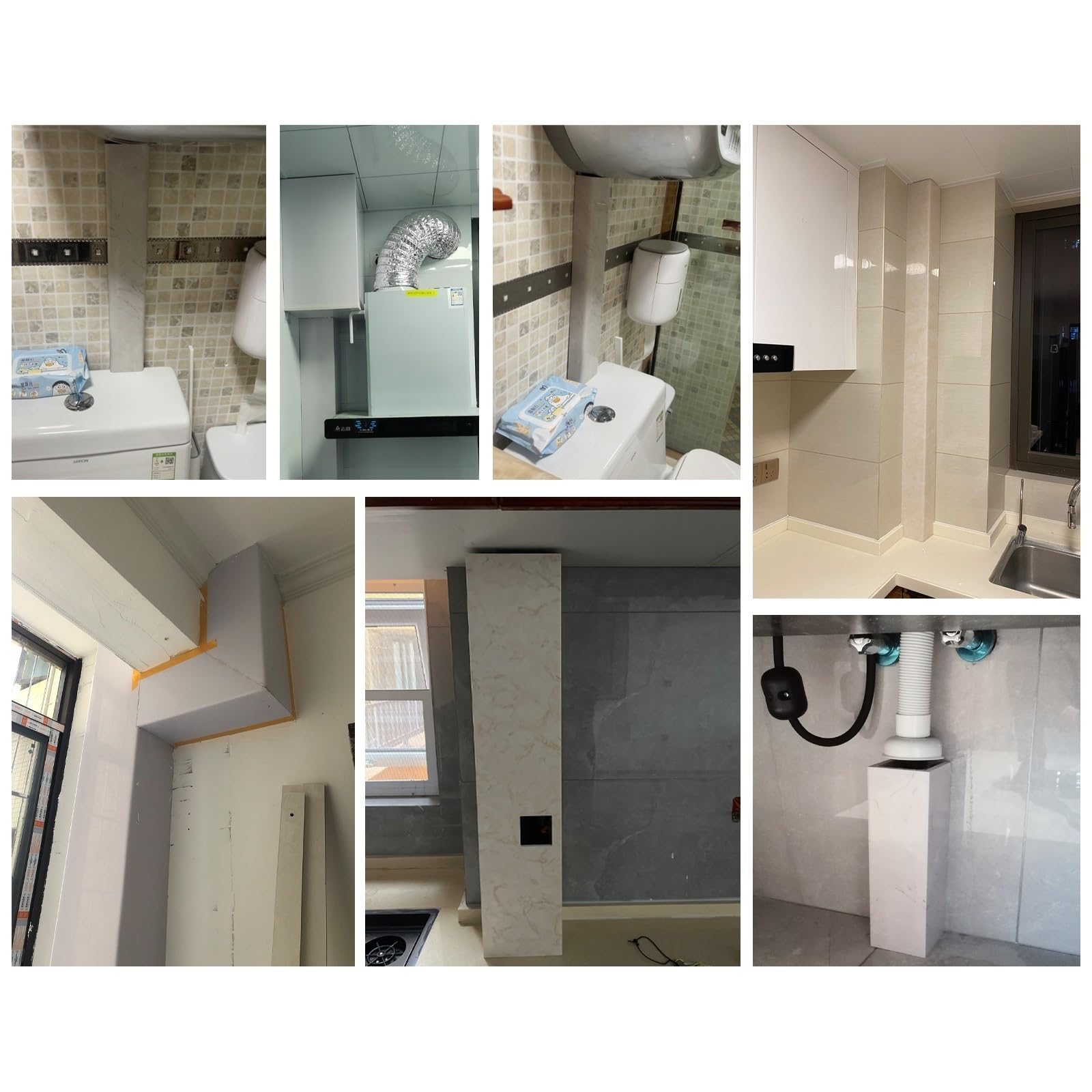 Couvercle De Tuyau De Salle De Bain en Forme De U, 30 40 70 100 130 160 CM Boîtier De Tuyauterie/Revêtement De Tube D'étanchéité pour Conduits De Ventilation(L W D 30x12x12cm/11.8x4.7x4.7in)