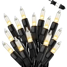 Warm White Christmas Lights Outdoor, 25FT 100 Count Incandescent Mini Christmas Lights Black Wire, Waterproof Fairy Lights, Connectable Xmas String Lights for Christmas Tree, Garland, Wedding Decor
