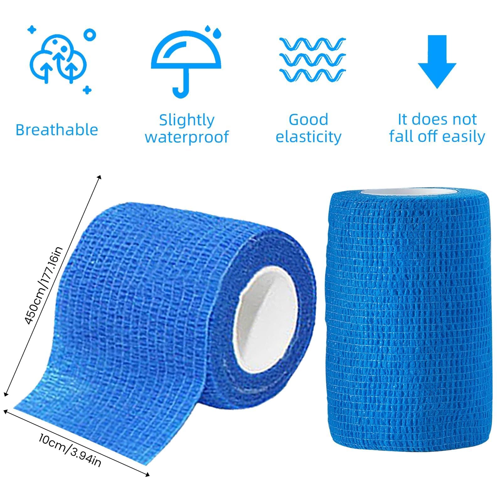 12 Rotoli di Bendaggio Autoadesivo, 10cm x 4,5m Bendaggio Coesivo Bendaggio Elastico Animale Medico Primo Soccorso Dita Caviglia Mani Piedi