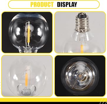 20Pcs G40 LED Replacement Light Bulbs E12 Screw Base Globe LED Bulbs,Warm | 3V E12 Shatterproof Solar Bulb String Lights