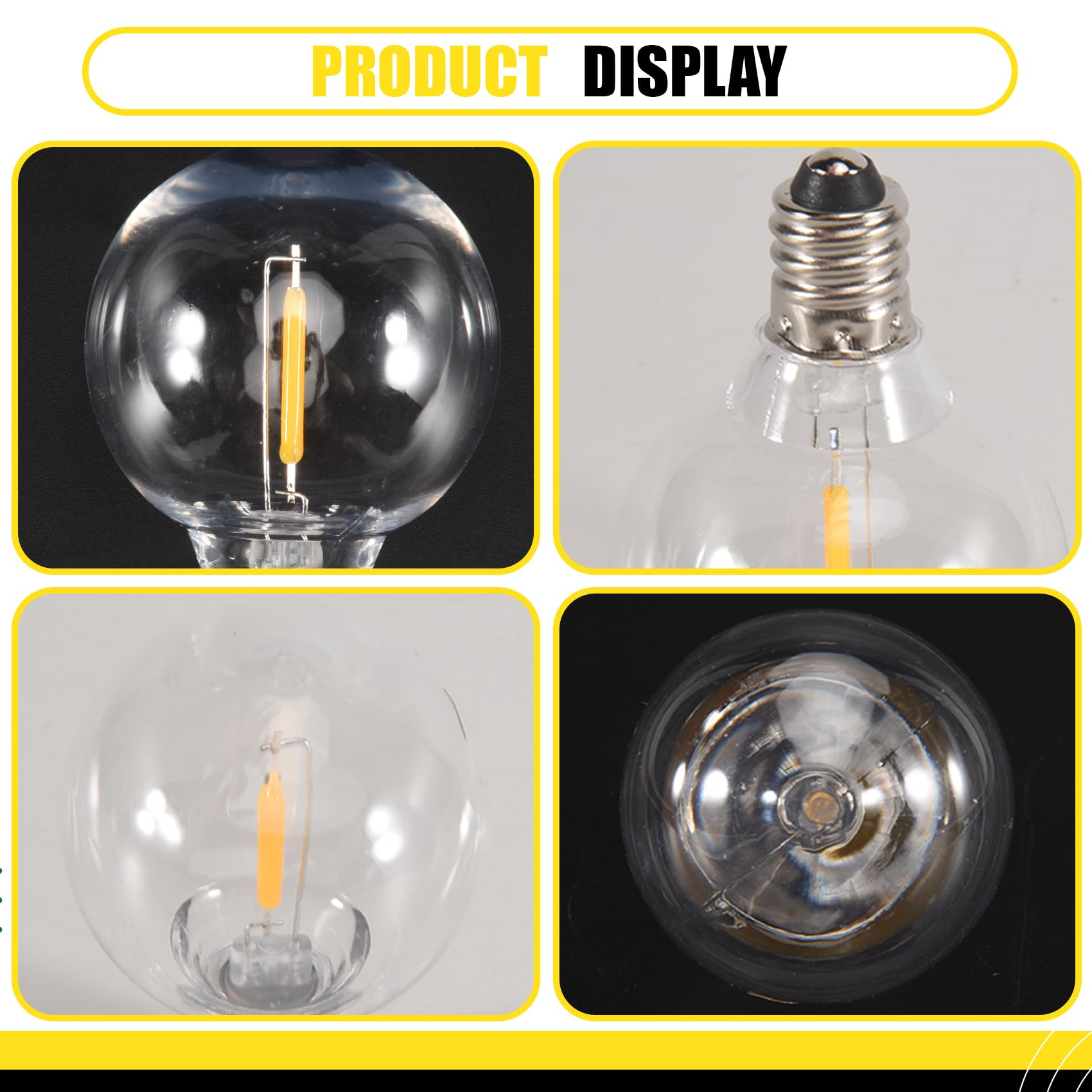 20 Piezas Bombillas LED de Repuesto G40 Bombillas de Globo LED Inastillables con Base de Tornillo E12 para Luces de Cadena Solares CáLidas