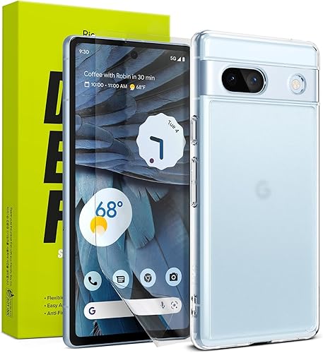 Ringke Fusion - Funda compatible con Google Pixel 7a transparente + doble película fácil compatible con Google Pixle 7a