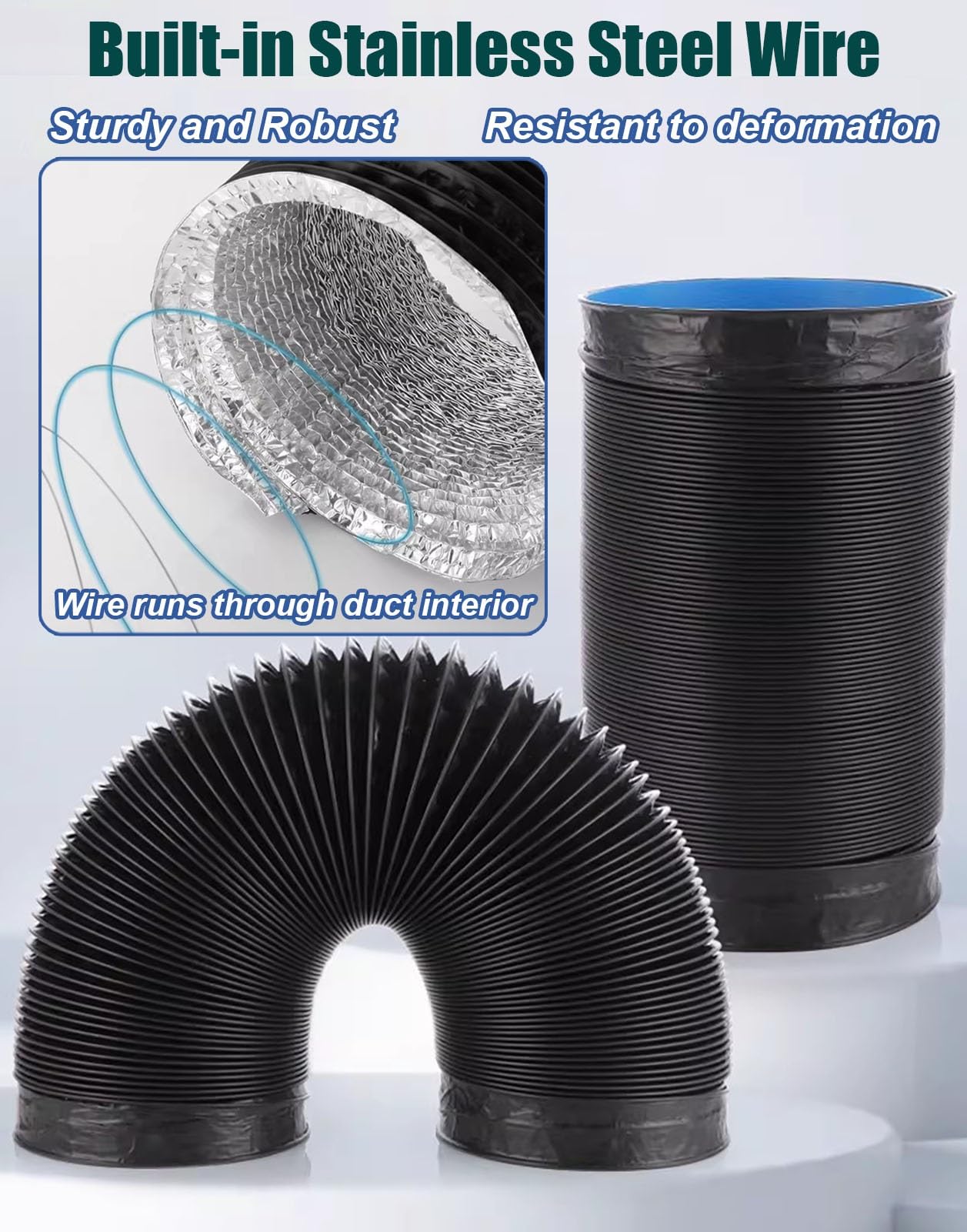 Vibeo Tubo Secadora Universal Conducto de Ventilación Extensible para Secadora en Exteriores, Tubo Largo de Conducto de Aire Aislado, Manguera de Escape de Aluminio(100mm(3.9in),L 300cm(9.8ft))