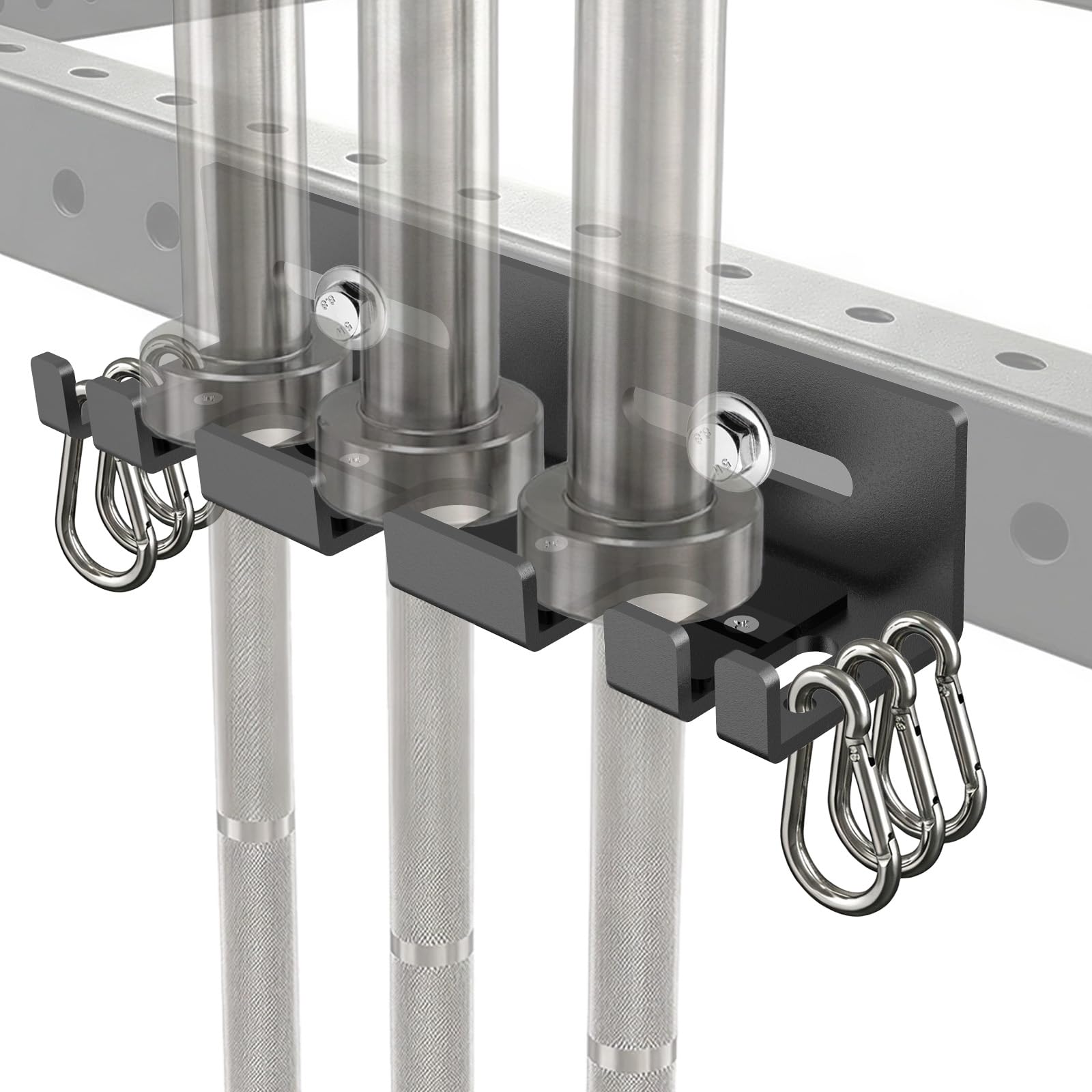 Soporte de barra resistente montado en bastidor, soporte para barras cruzadas de almacenamiento de barras múltiples con arandelas reductoras exclusivas y accesorios de pernos, accesorio universal para