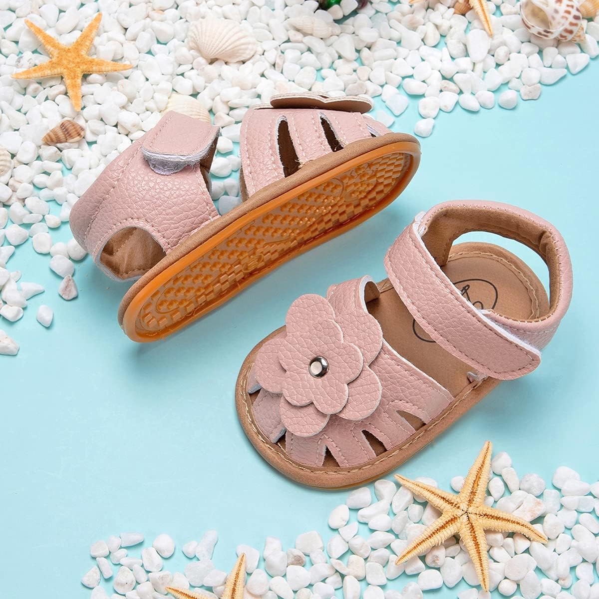 Sawimlgy Baby Girls Boys Sandals Summer Flowers Shoe Rubber Sole PU Leather Mesh Infant Toddler First Walkers Princess Dress Outdoor Shoes - Image 4