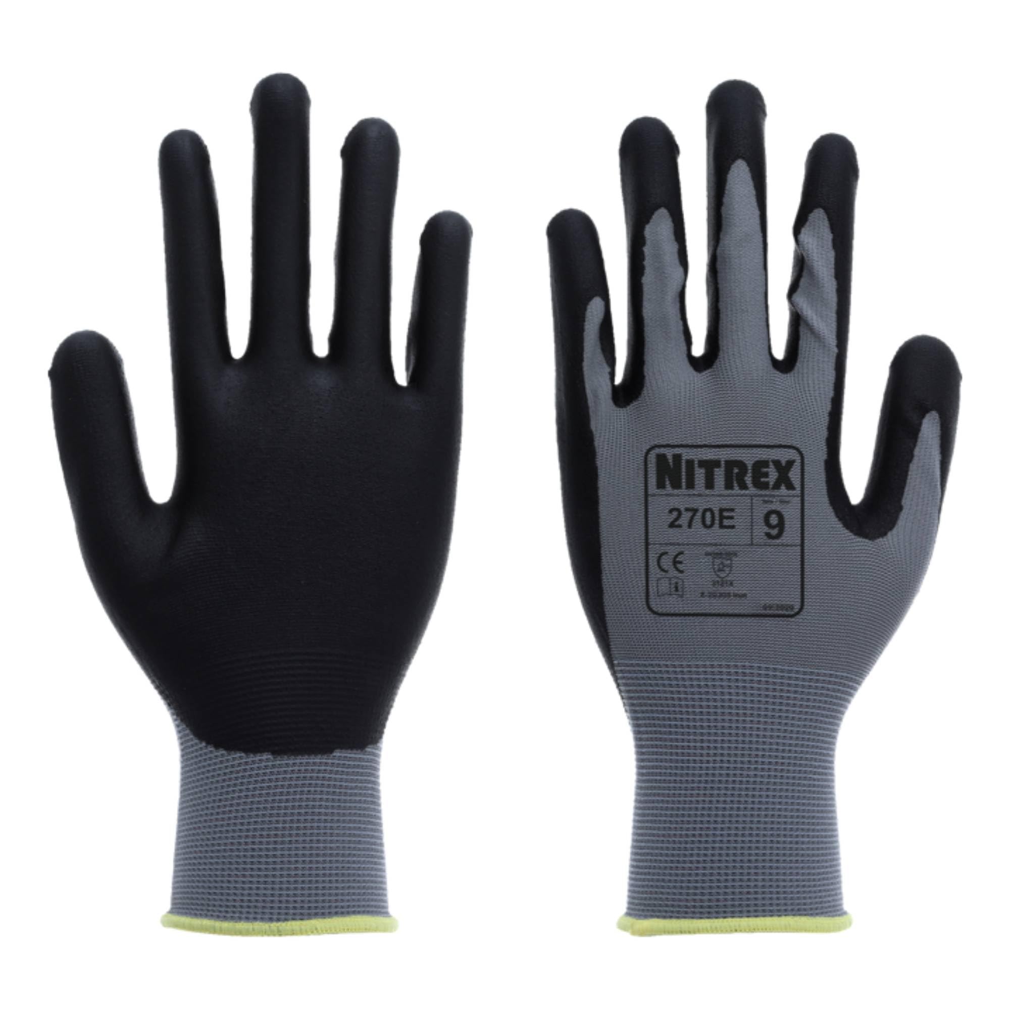 NITREX 270E Work Gloves - Pack of 10, Grey / Black, 8 - Image 2