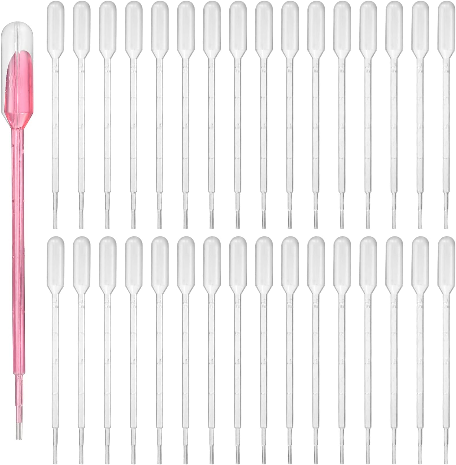 300 Pcs Pipettes Droppers, 1ml Graduated Pipettes, Plastic Reusable Transfer Pipettes, Transparent Measuring Droppers Pipettes for Transferring Essential, Oils, Paints, Lab, Experiment