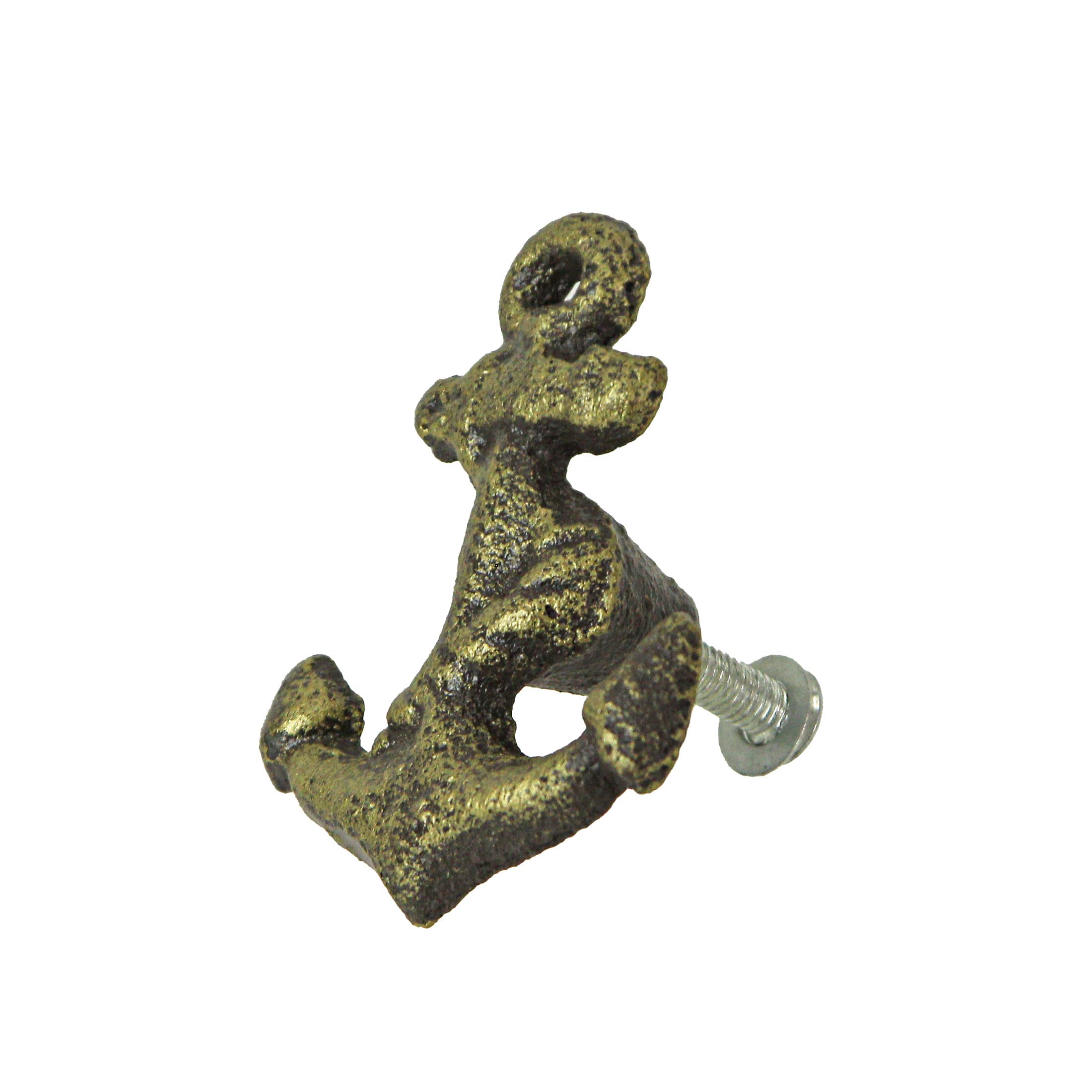 Zeckos Zestaw 6 rustykalnych gałek do szafek z brązu, żeliwne, kotwica, do szuflad, dekoracyjne gałki do szafek, dekoracja domu, 6 cm