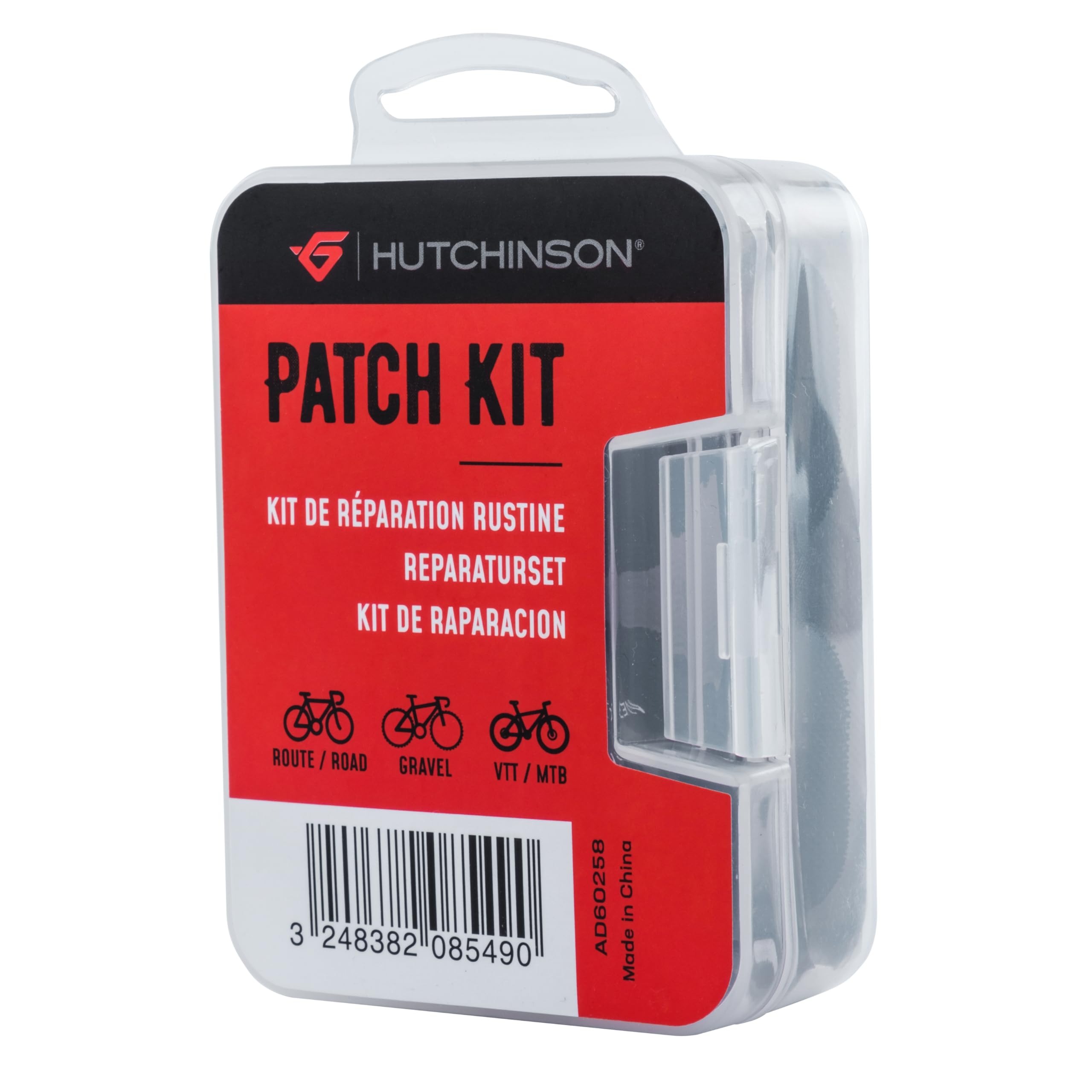 HUTCHINSON Kit Rustine Réparation Pneu Vélo Tubetype - 8 Rustines, Toile Émeri, Tube Adhésif 12ml