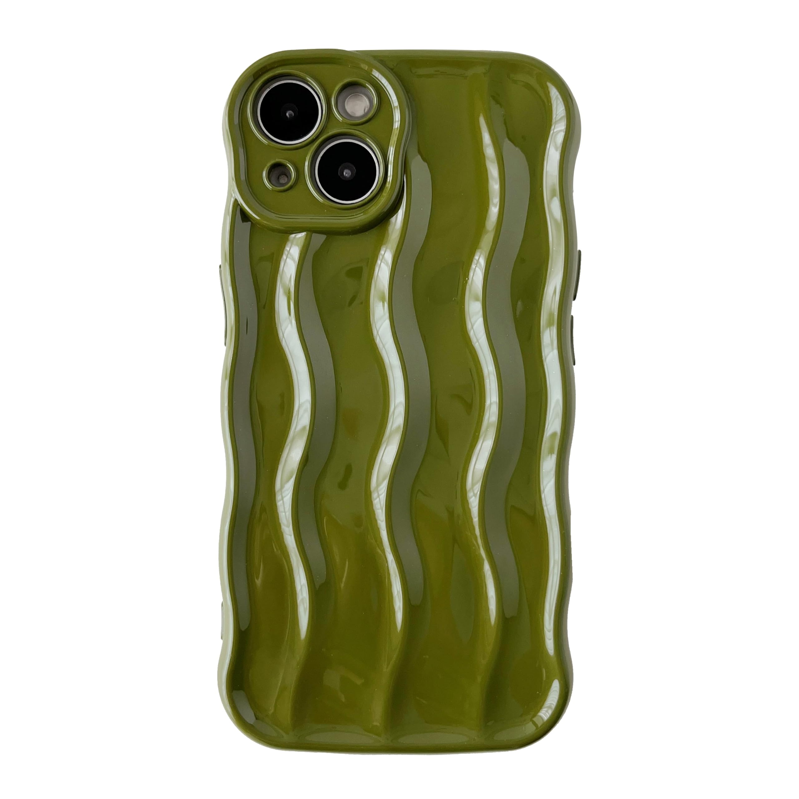 Caseative for iPhone 13 Case,Water Ripple Pattern Curly Wave Frame Soft Phone Case (Green)