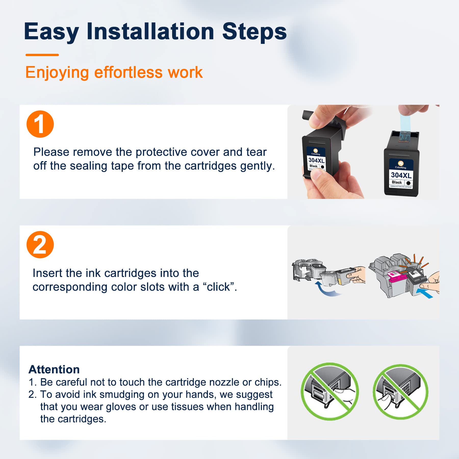 ColorKing 304XL Rigenerato Cartucce d'inchiostro Sostituzione per Cartucce HP 304 XL per DeskJet 3750 3760 3762 2630 2620 2622 2632 3720 3730 3733 3735 ENVY 5030 5032 5020 5010 (1 Nero, 1 Colore)