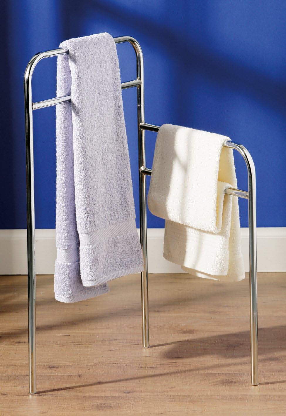 Floor Standing Tubular Bathroom Towel Rail Chrome Frame Amazon.co.uk