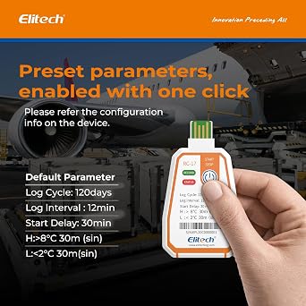 Elitech Temperature Data Logger USB Recorder Single-use RC-17, 120 Days Transportation, Adjustable Parameters, Auto PDF Temp Monitoring Report -30~70℃