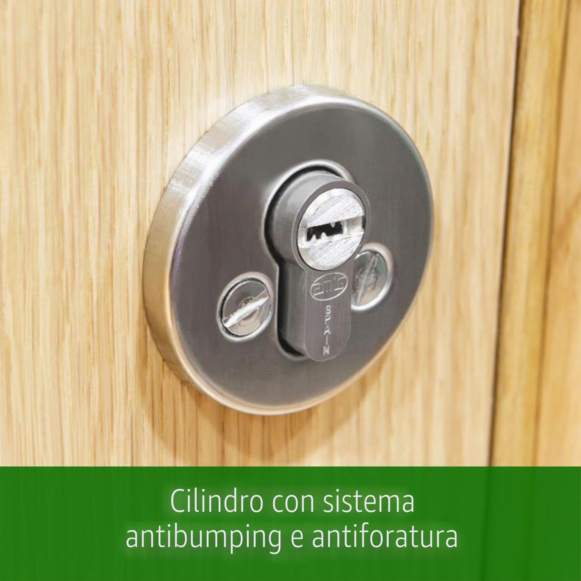 Amig - Cilindro di Sicurezza | Serratura Anti-Pick e Anti-Urto | 5 Chiavi Incluse | Anti-Bumping e Antigrimaldello | Acciaio Inox | Per Porte in Legno, Argento Opaco, 80 (35-45 mm)