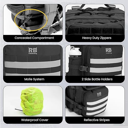 Miniatura 7 de Xtreme - Mochila táctica de mano de 30 litros para el trabajo, gimnasio y deportes de equipo con funda para laptop de 16 pulgadas, soporte para