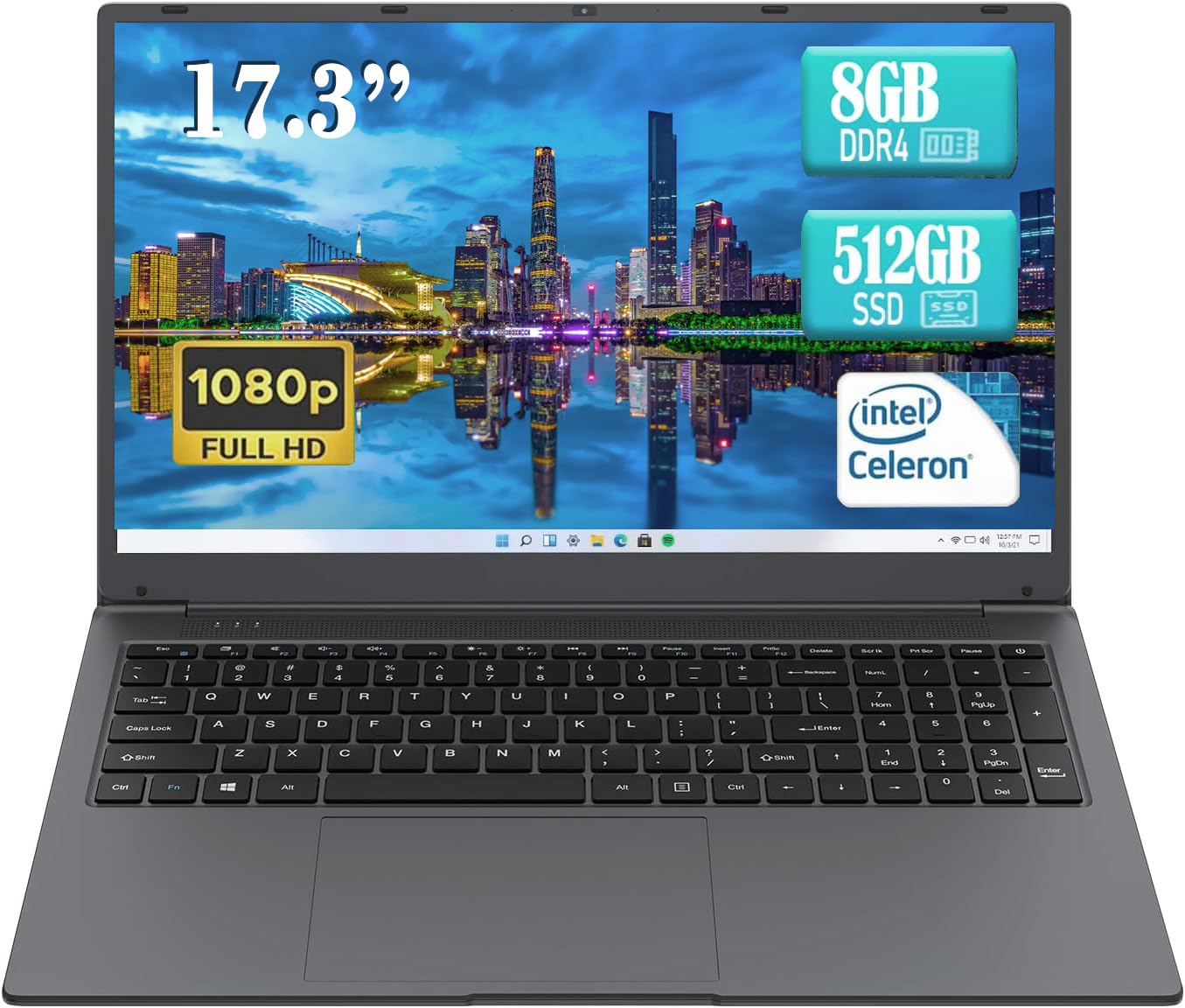 Amazon.com: XYPLOXZ 17 inch Laptop, DDR4 8GB SSD 256GB, (GB, 256