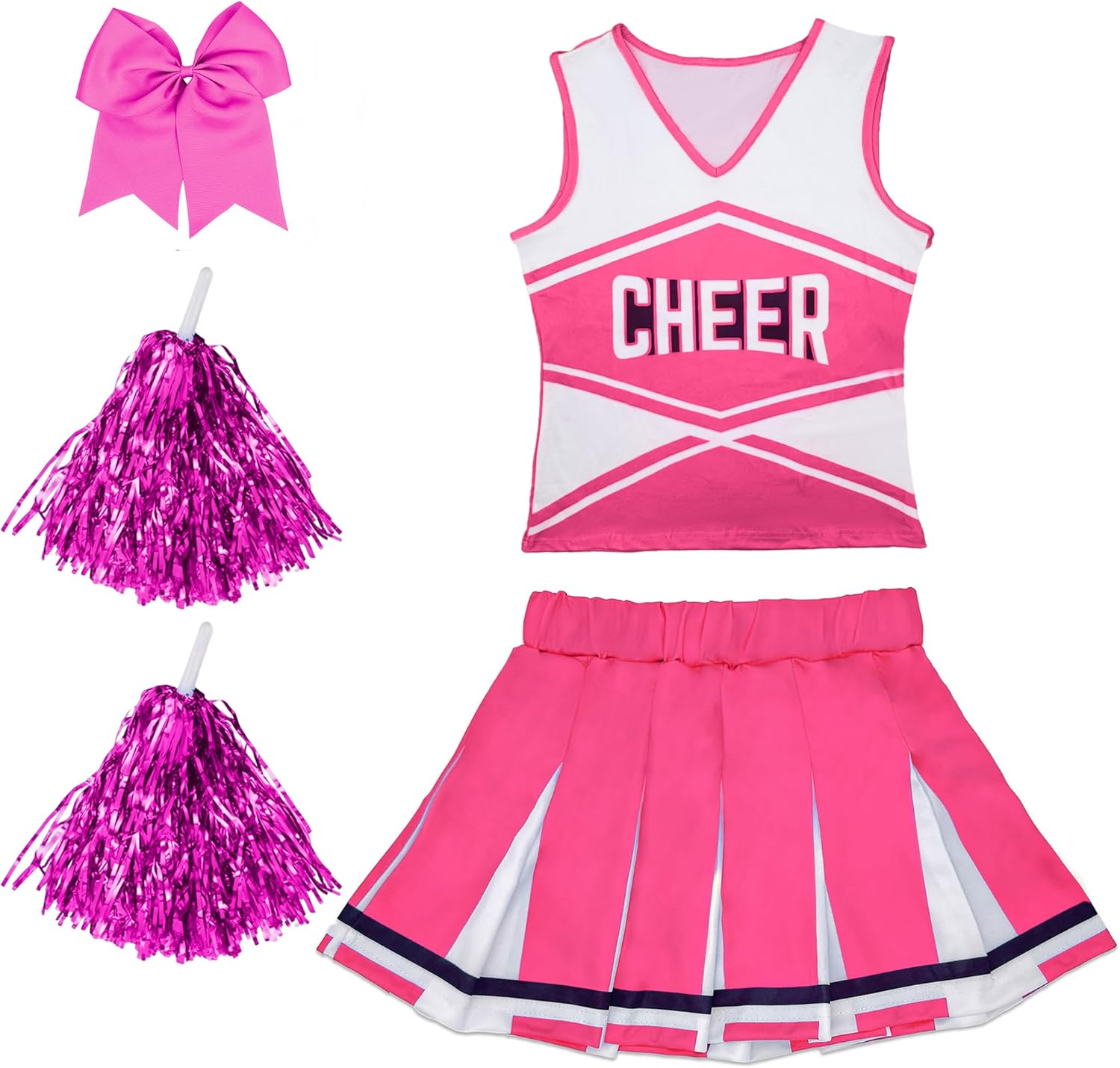 Danzcue Cheerleader Costume for Adult, Cheerleading Outfit With Pompoms for Womens