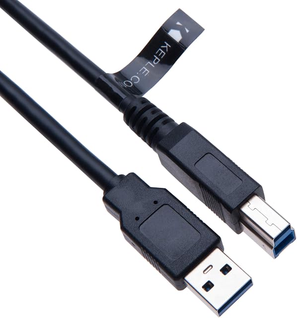 USB 3.0 SuperSpeed Cable A Male to Type B Plug/Adapter Cord for Printer Scanner Hard Drive Server Digital-Photography Devices Docking Station Camera USB HUB 3.5" SATA enclosures/Lead 0.5 m Black