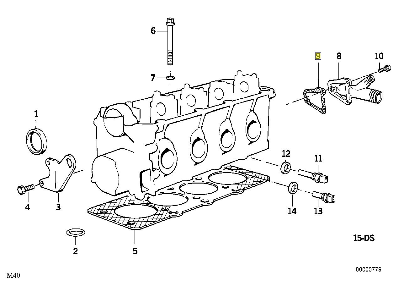 BMW M40 Engine Cylinder Head Coolant Port Seal 1734793 11141734793  