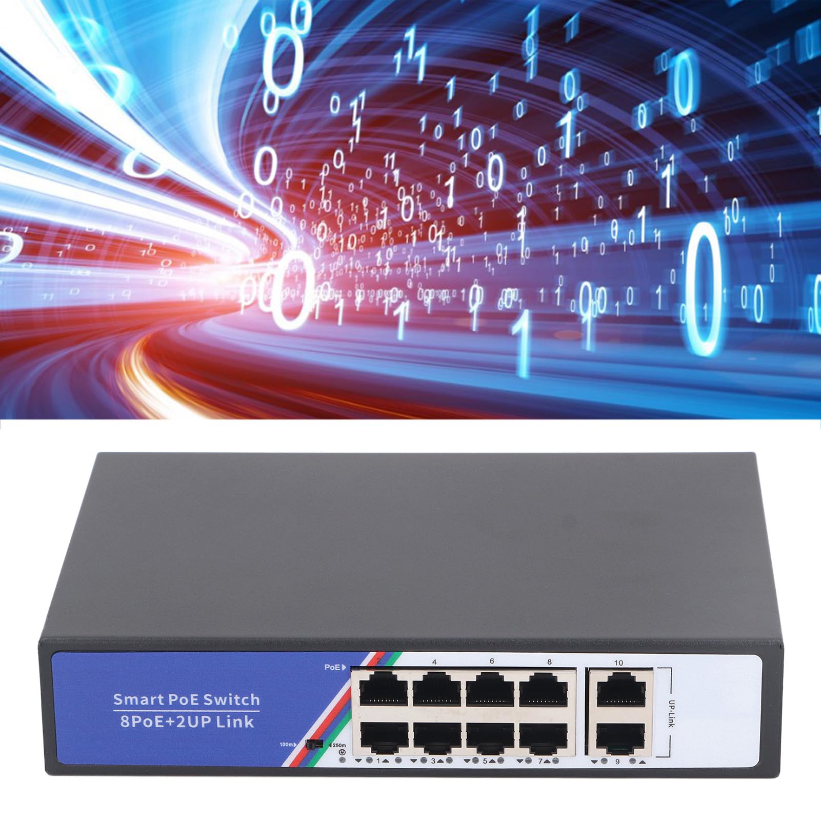 Generic 10 Port Poe Interrupteur Ethernet Switch Durable Metal Housing Pild and Play Gigabit Switch pour Le Jeu PC, Serveur, Adaptateur, capacité de 20 Gbit / S pour la communauté, école (Plug UE