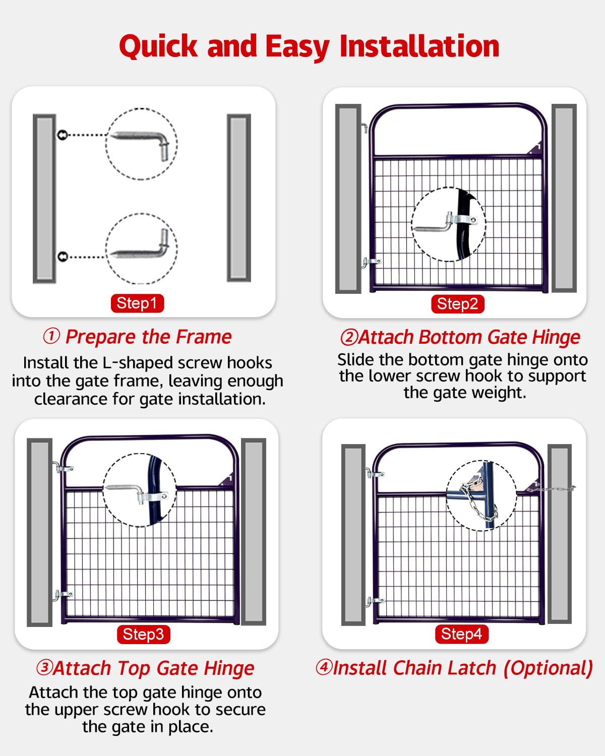 Heavy Duty Livestock Gate 4ft×50in, PVC-Coated Welded Steel Farm Gate, 2" x 4" No-Climb Wire Mesh Goat & Sheep Gate, Rust-Resistant Metal Gate for Farm, Pasture & Corral。Blue