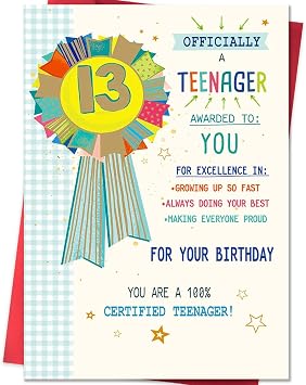 Beixian Bexian Funny 13th Birthday Card for Boys Girls, Happy 13 Year Old Birthday Gifts & Decorations for Son Daughter, Humor 13th Birthday Card for Teenagers