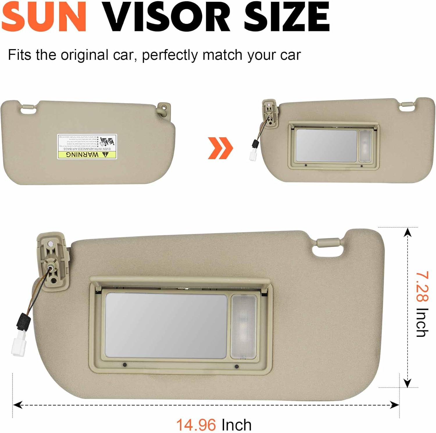 Beige Driver Left Side Sun Visor Replacement Compatible with KIA Sportage 2005 2006 2007 2008 2009 2010 Replace 85202-1F090EZ