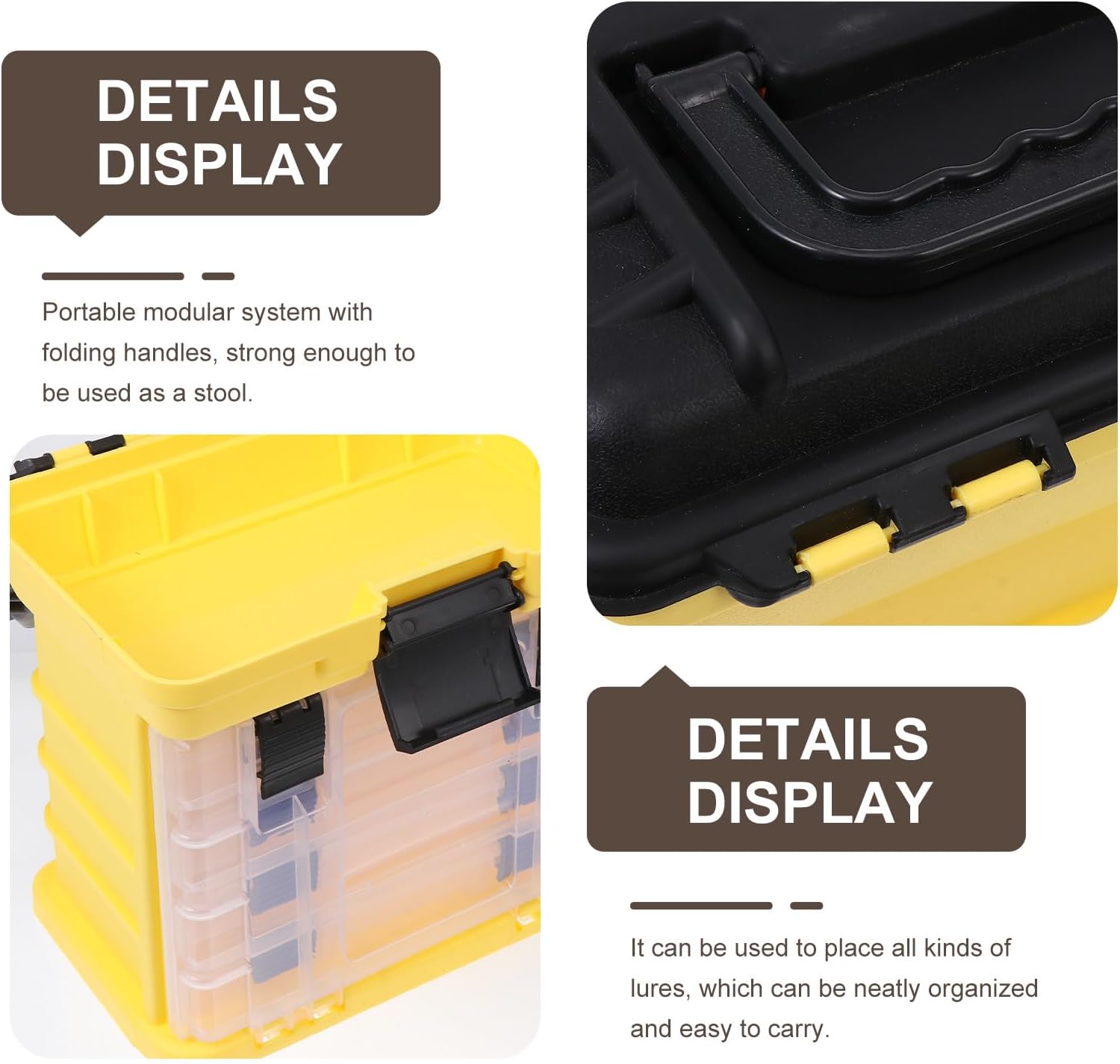 Ciieeo Multi-function Fishing Bait Organizer Box with Handle, 4-layer Plastic Tackle Storage Case for Outdoor Fishing Gear and Fish Hook Accessories