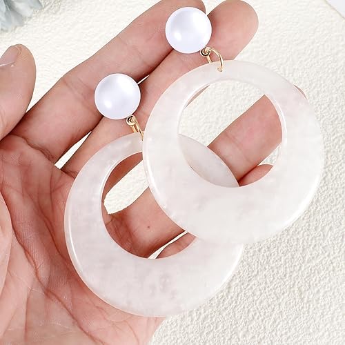 Miniatura 4 de Aretes de los años 70 para mujer, aretes de aro colgantes retro blancos de los años 70, joyería de discoteca, accesorios para mujer