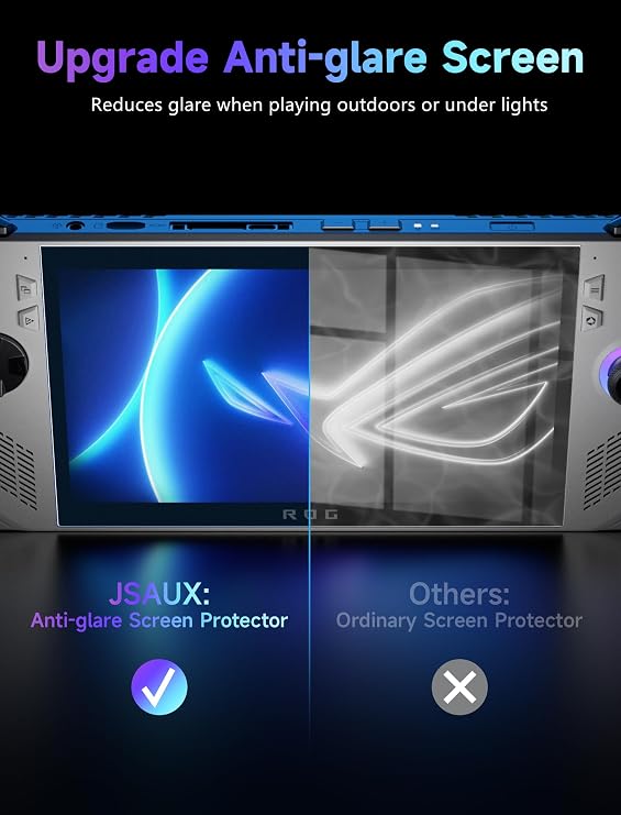JSAUX Anti-Glare Screen Protector for ROG Xbox Ally/ROG Xbox Ally X (2025) / ROG Ally 2-Pack, Matte 9H Hardness Tempered Glass with Guide Frame, 7 Anti-Scratch Screen Protector for ASUS ROG Ally X