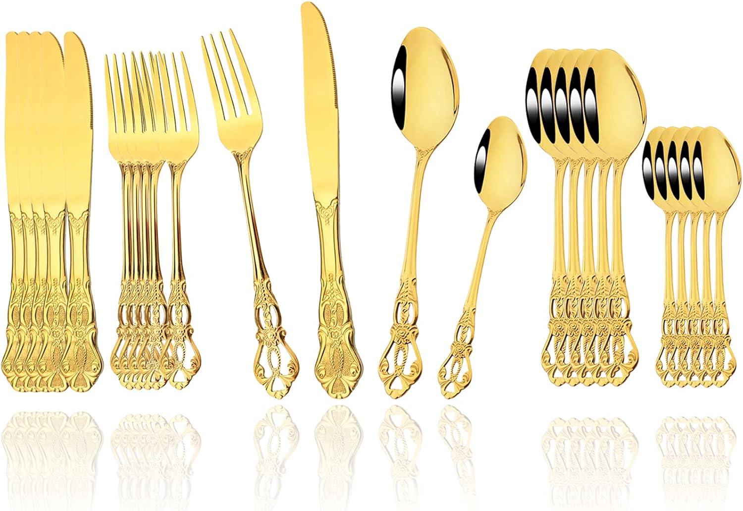 Jankng 24pcs Royal Silverware Set Service for 4, Stainless Steel Flatware Set with