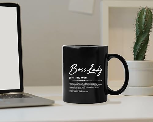 Miniatura 2 de Taza de cerámica minimalista con definición de "Boss Lady Feminism Definition", taza de café y té con leche para oficina en casa, regalos de