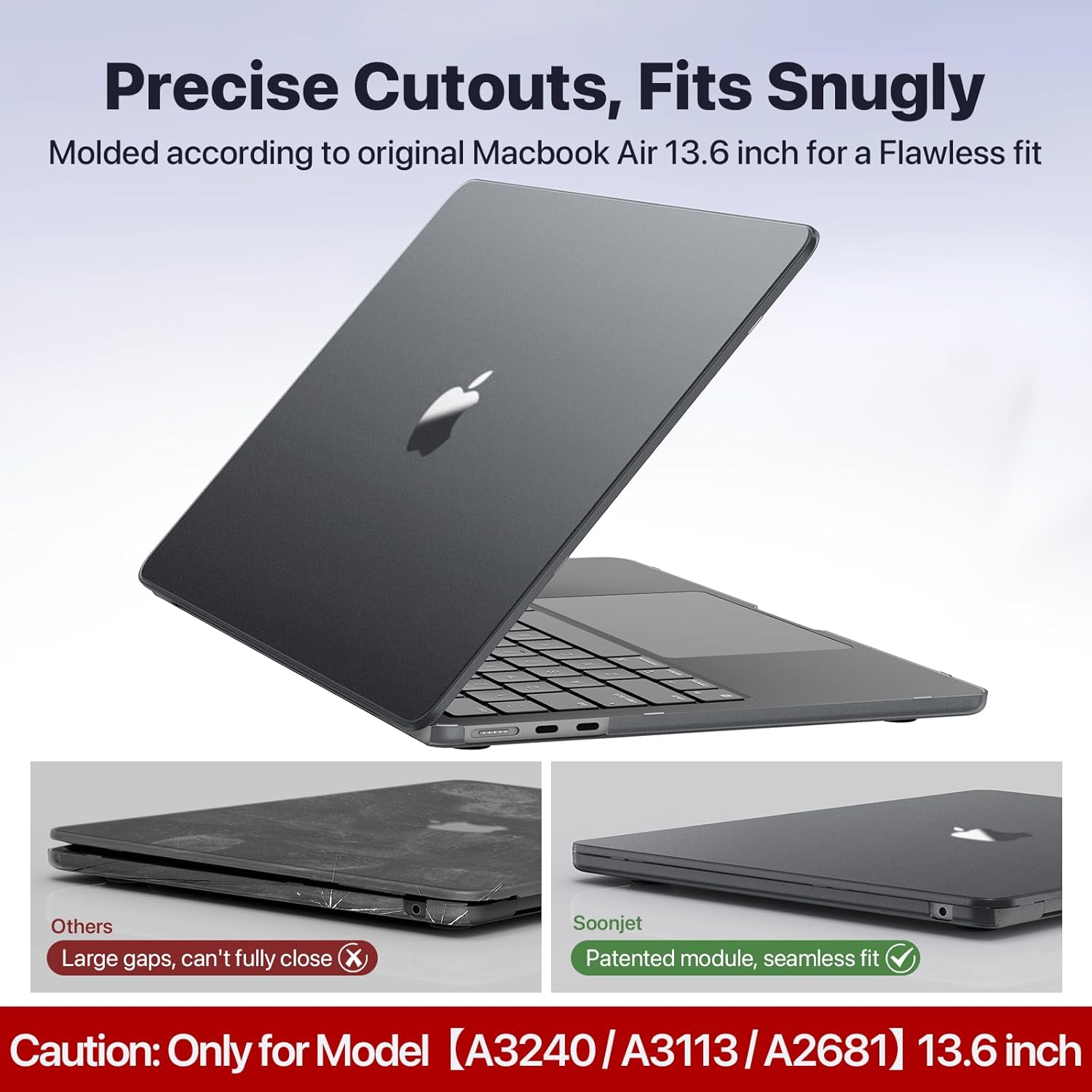 Matte Case for MacBook Air 13/13.6-inch (M4/M3/M2, 2022–2026 Models A3240 A3113 A2681), Lightweight | Scratch & Fingerprint Resistant | Closes Seamlessly | Ideal for Work, Travel & Study