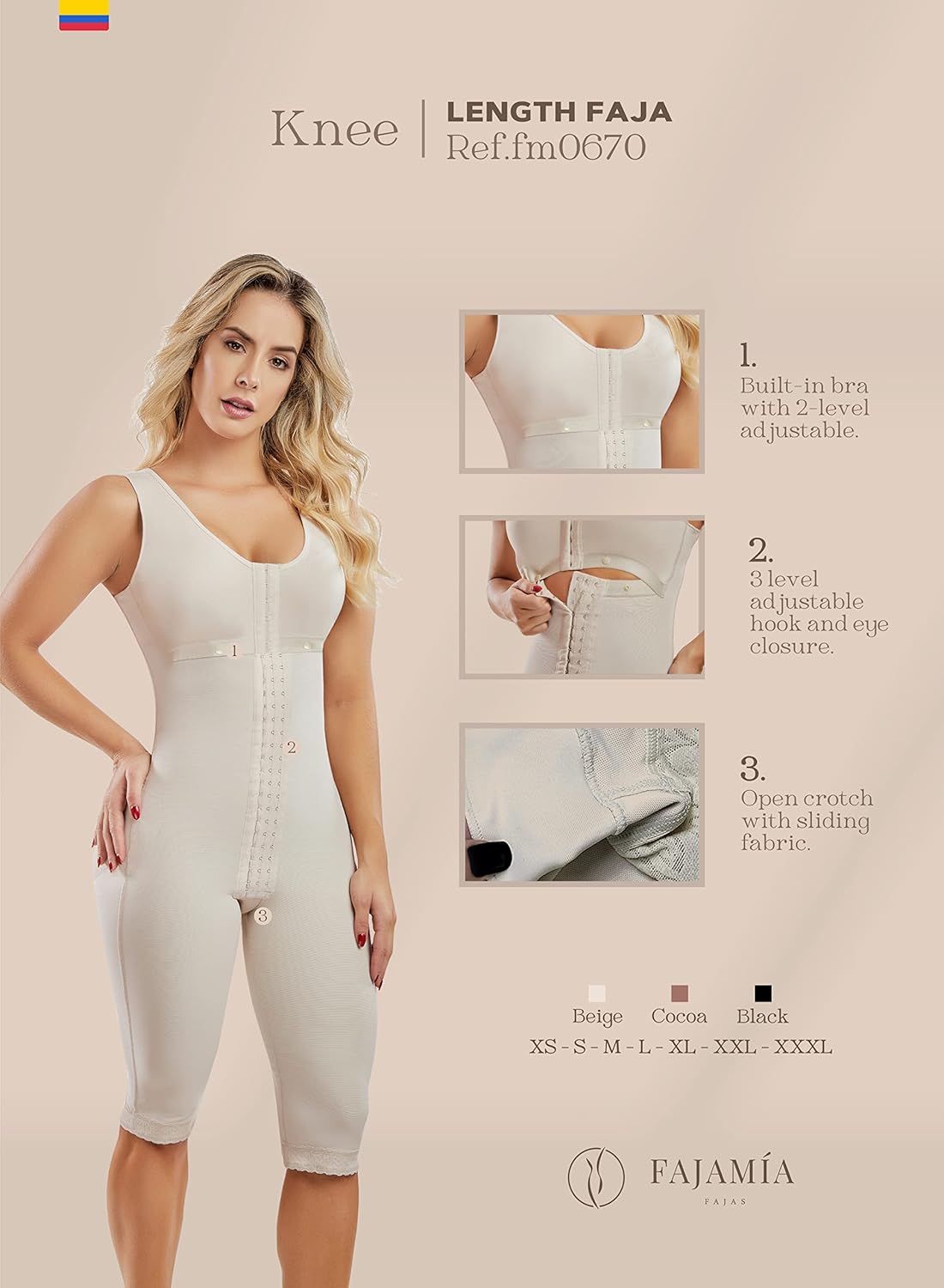Miniatura 3 de Faja Mia 0670 Fajas Colombianas Reductoras y Moldeadoras Postparto Body Shaper para mujeres después de la cirugía de compresión