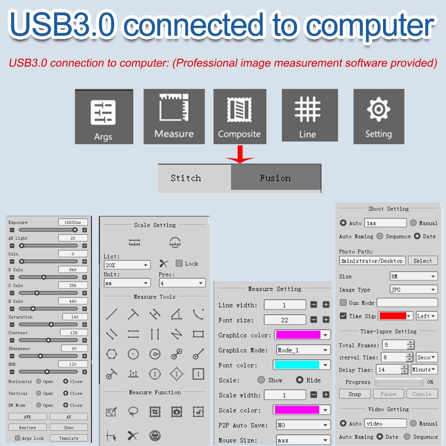 8.3 MP 4K HD Microscope Measure Camera HDMI/USB Output