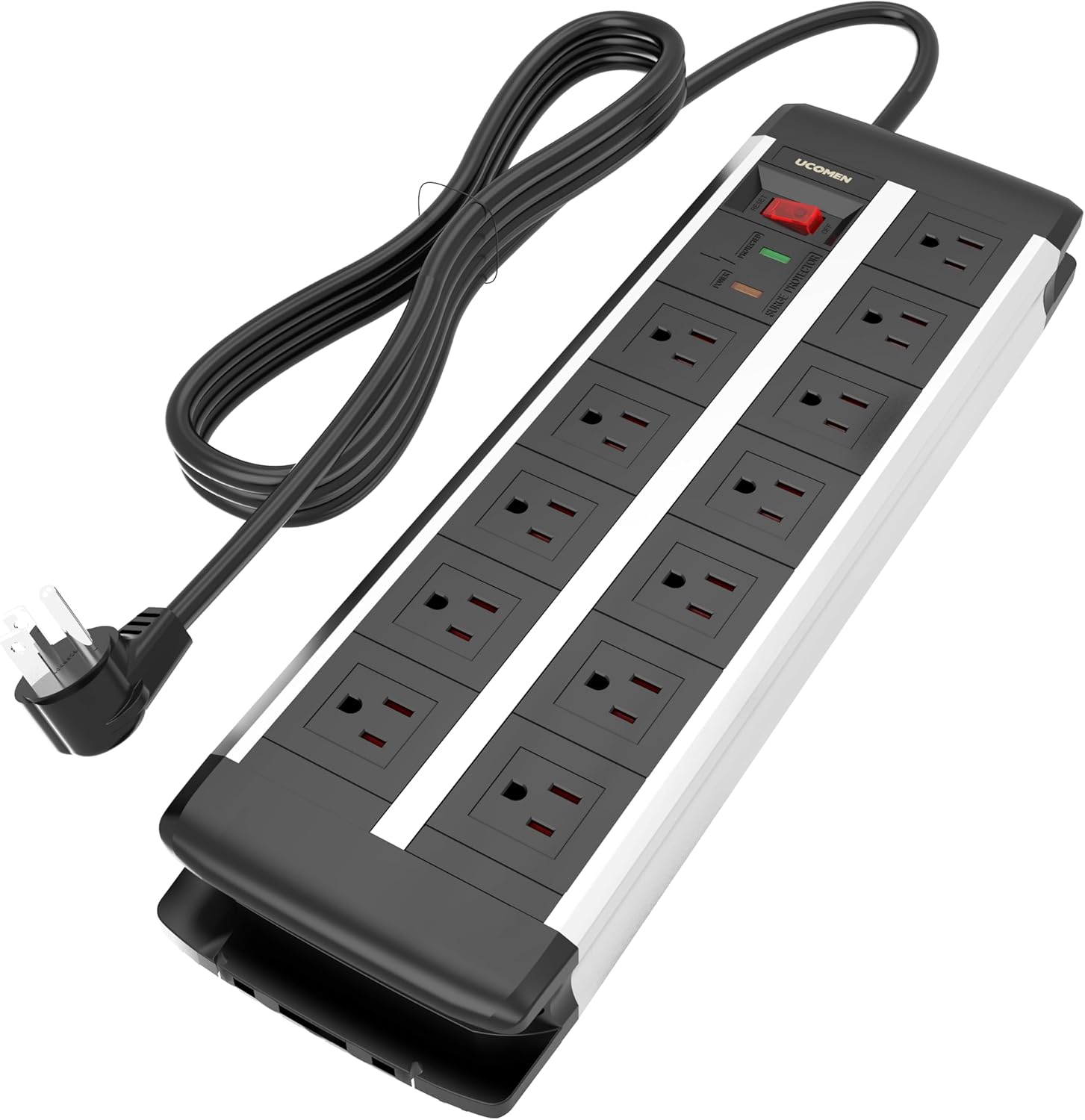 Wide Spaced Surge Protector Power Strips,12 Outlets with Surge Protection, 6.6ft Heavy Duty Extension Cord,15A/1875W for Meeting Room,University Dormitories, UL Listed