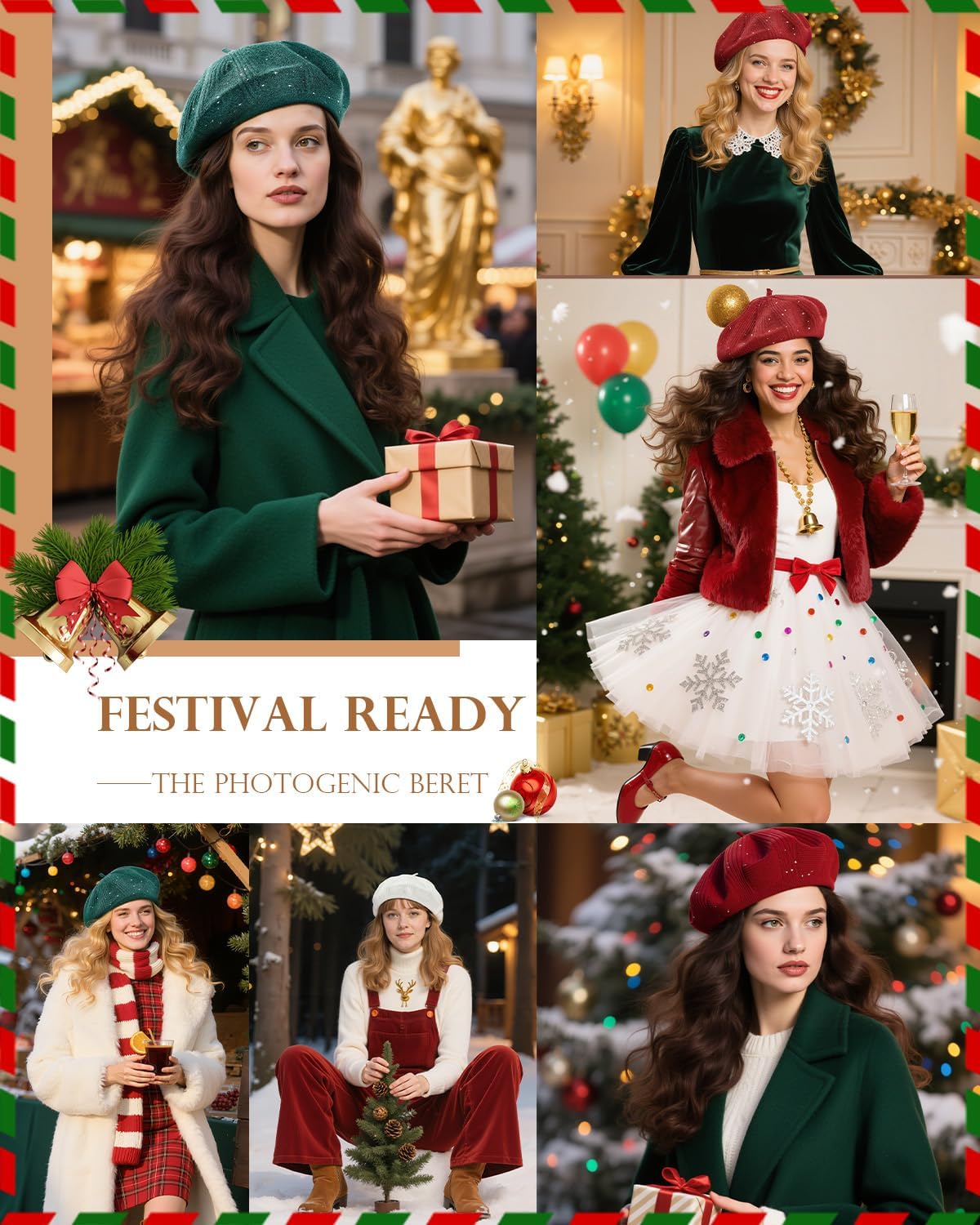 Century Star Sequin Beret Hats for Women Classic Knitted Lady French Stylish Beret for Girls Solid Color Beanie - Image 7