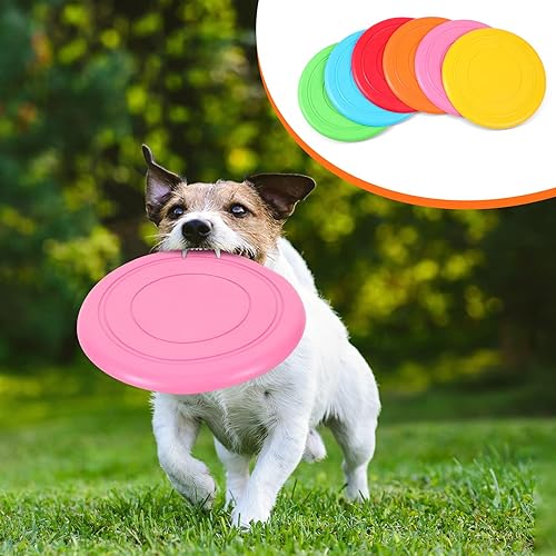 Miniatura 5 de Syhood 6 discos voladores para perros de goma suave para entrenamiento de perros, discos voladores para jugar al aire libre, para jardín de
