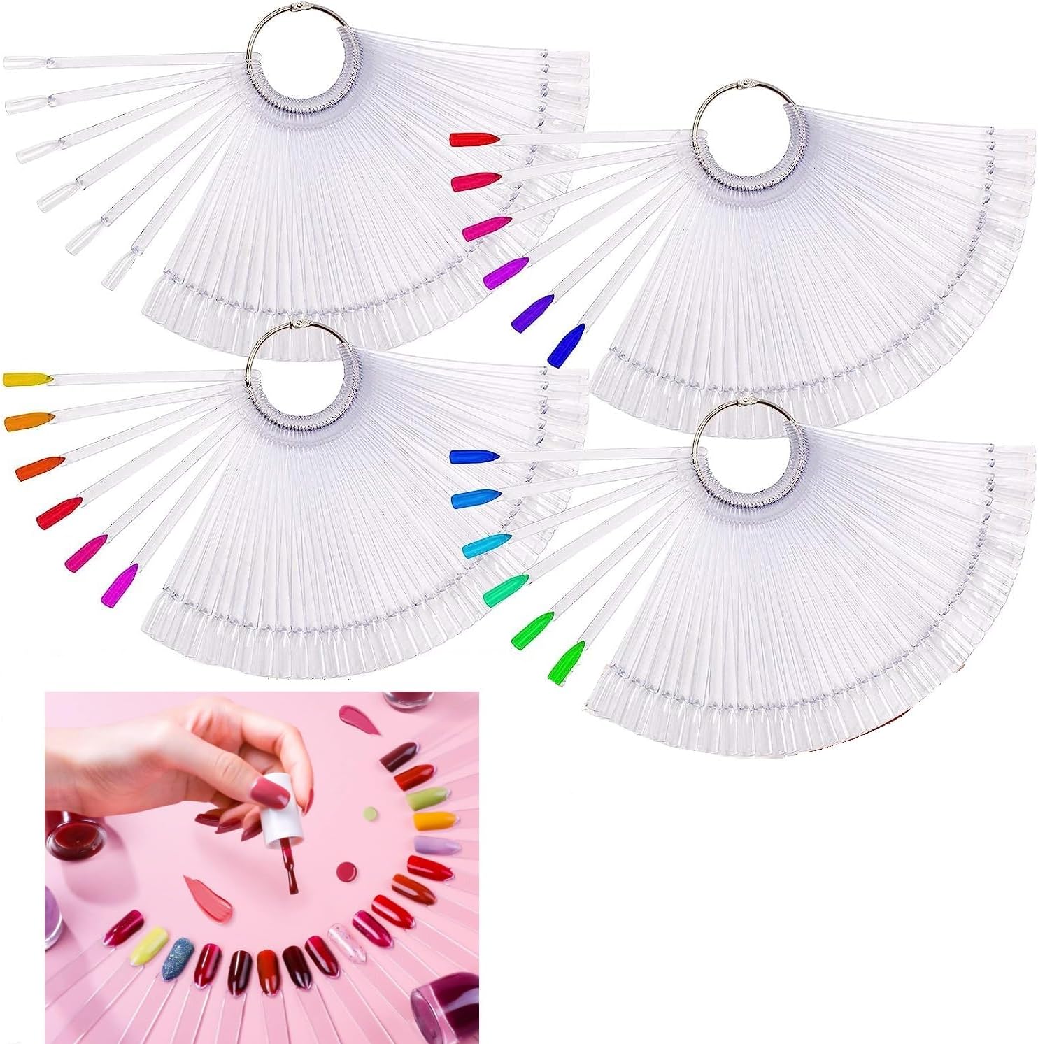 Mofun Nail Colour Display Tips, Transparent Fake Nail Art Tips Swatch ...