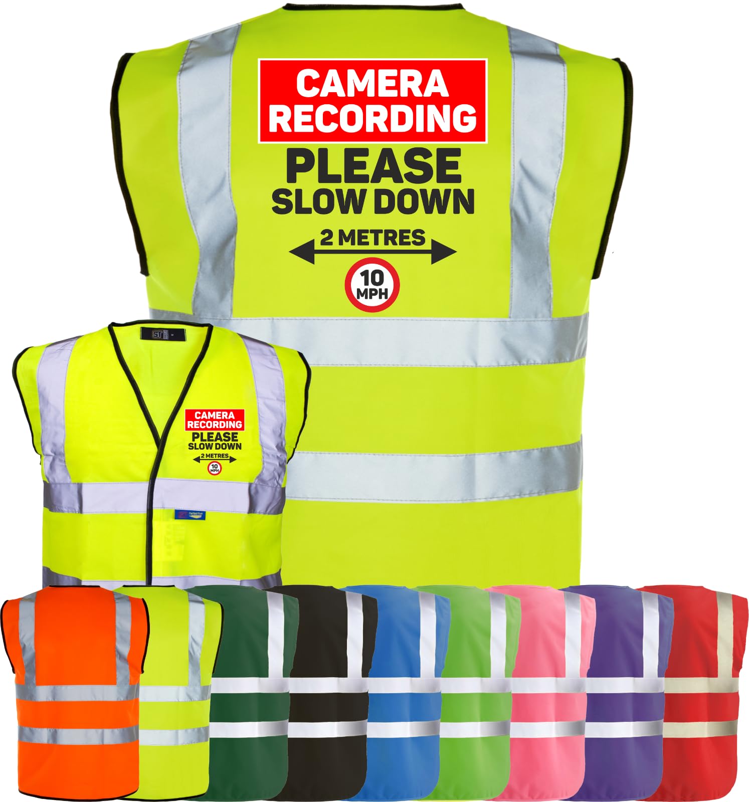 Corporate Togs Equestrian Rider High Visibility Vest - CAMERA RECORDING SLOW DOWN Print, Equine Safety Vest, EN IS0 20471 Class 2 Compliant | Safety Accessory