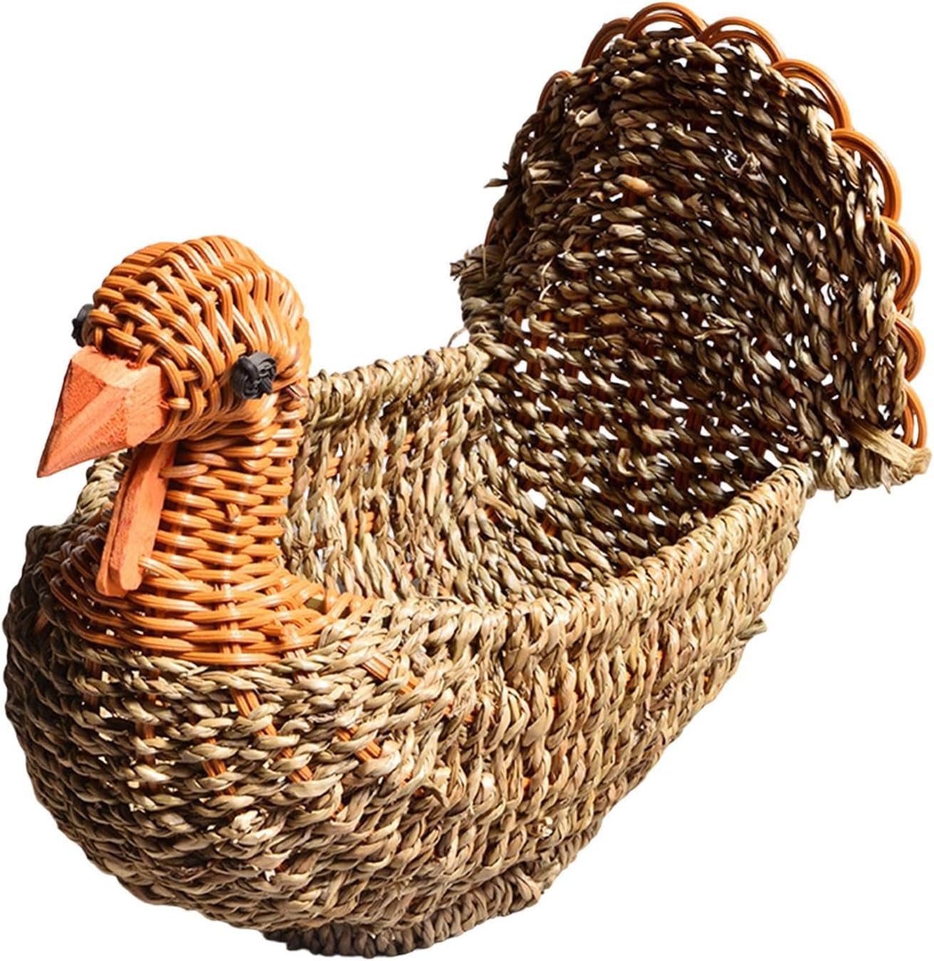 Turkey Shaped Snack Basket - Decorative Fruit Serving Container Display, Holder with Capacity Vegetables, Potatoes | Kitchen Utility Room Countertop Table Party Bread Crackers Chips Pas