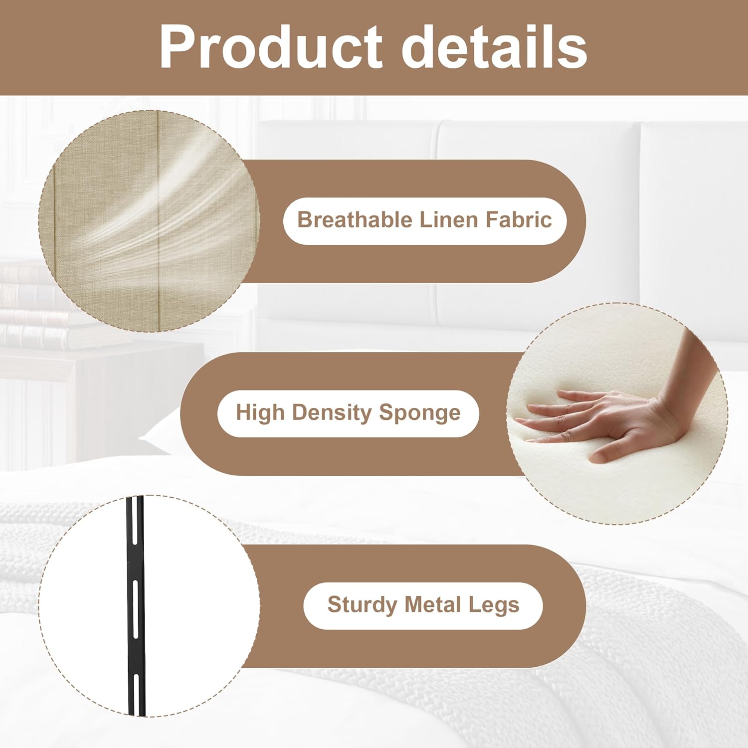 Yongchuang Upholstered King Headboard Only, Modern Linen Head Board for King/Cal King Size Bed Adjustable Height Headboards Oatmeal