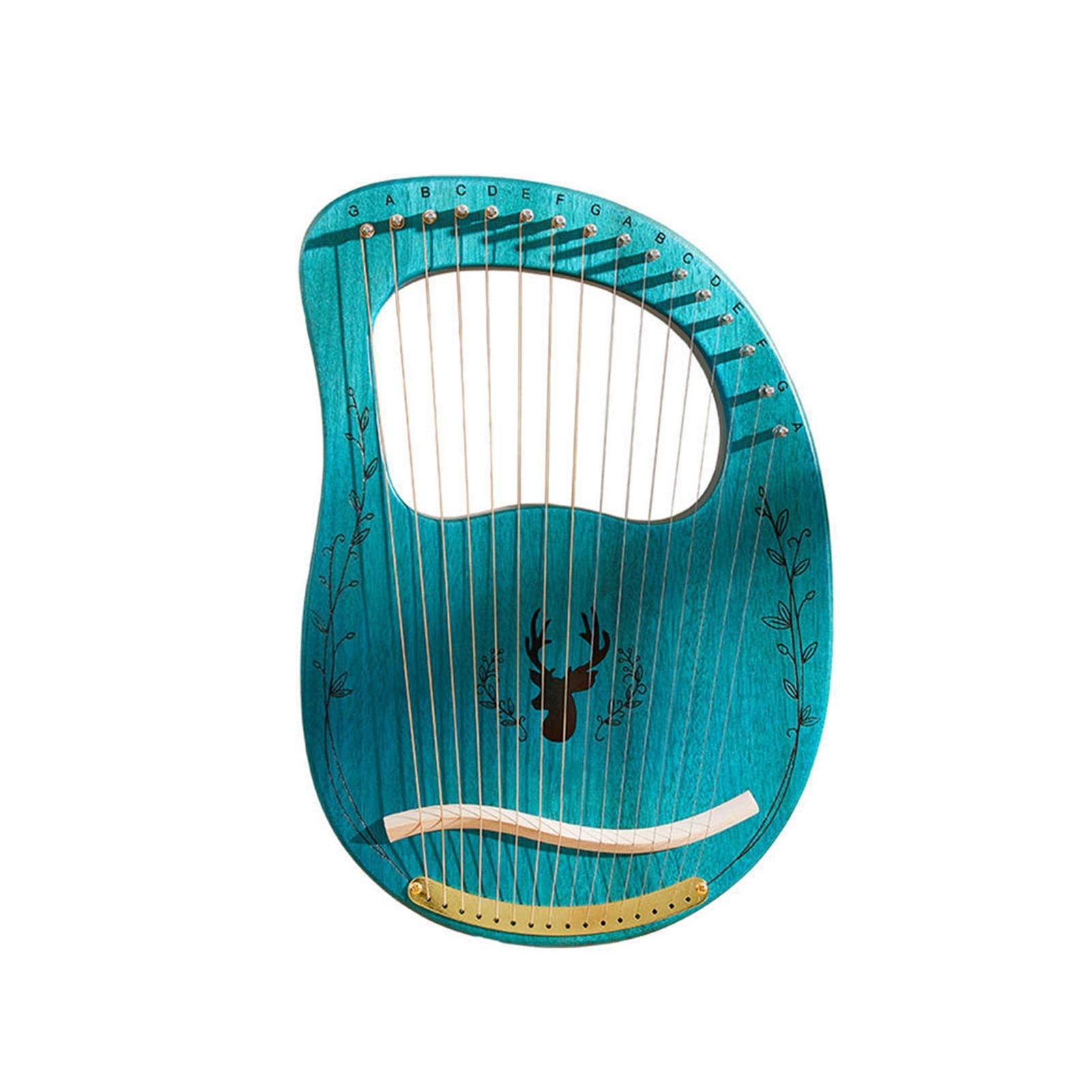 19-strunowy drewniany ksylofon mahoniowy, instrument muzyczny typu harfa, świerk, świerk Lyle, instrument strunowy dla początkujących, drewniany (kolor: niebieski)