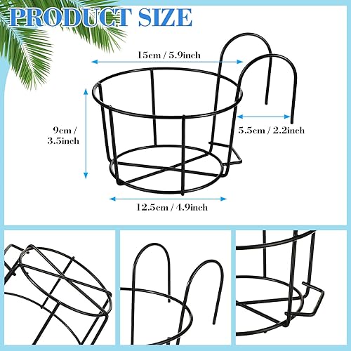 Miniatura 3 de 12 macetas colgantes para macetas de 6 pulgadas, soporte negro para barandilla, estante de hierro, cesta de balcón, contenedor pequeño para