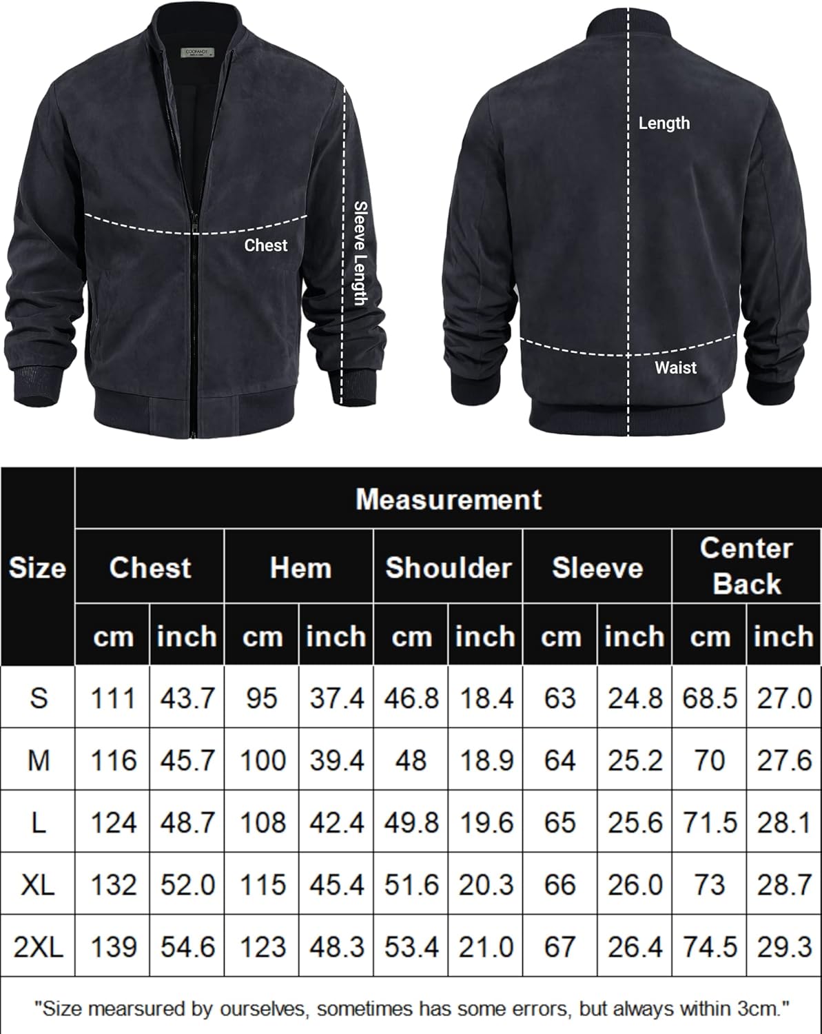 COOFANDY Men's Casual Varsity Jacket Vintage Lightweight Suede Bomber Jackets - Image 6