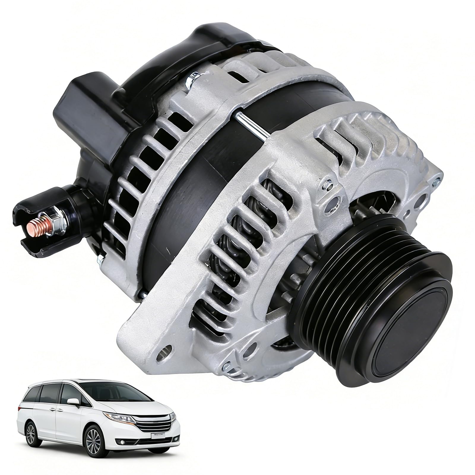 Photo 1 of 11775 Alternator Replacement 31100RV0A12 Compatible with 2014-2017 for Honda Odyssey V6 3.5L, 130Amp 6-Groove alternator Replace part 31100?RV0?A11, 31100?RV0?A11RM, 31100?RV0?A12, 31100?RV0?A12RM