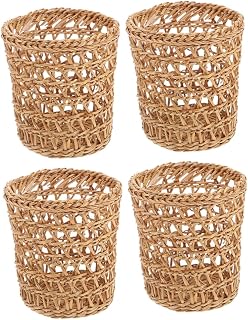 4Pcs Insulated Straw Cup Sleeves Woven Bottle Protectors for Hot Drinks Decorative and Functional Cover for Glassware Mug Cozy for Home and Office