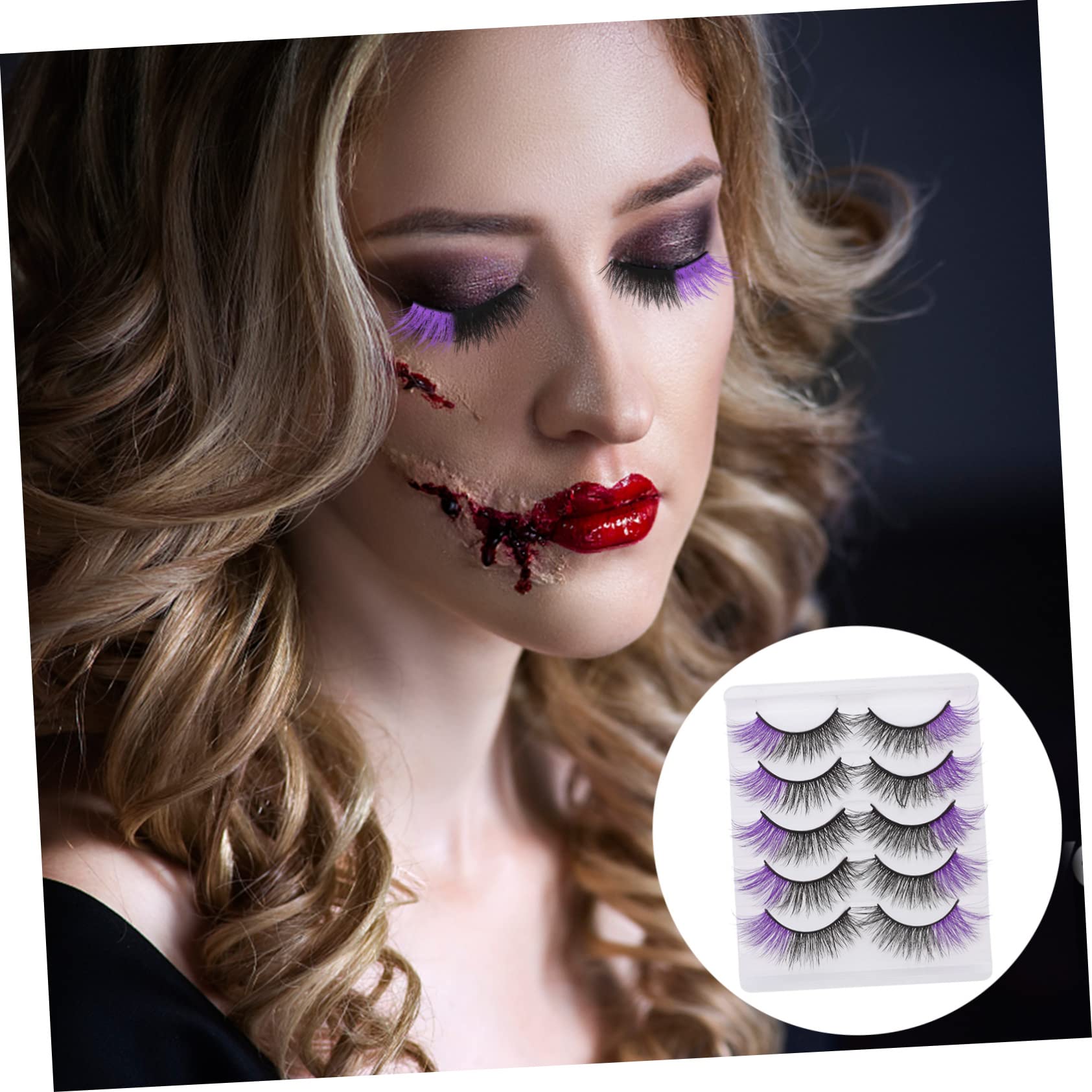 FRCOLOR Wimpern Violett 25 Paar Farbige Falsche Wimpern Halloween-wimpern Lange Flauschige Wimpern Farbige Wimpernverlängerung Wimpernverlängerungen Violett Nachahmung Von Verlängern Ende Des Auges