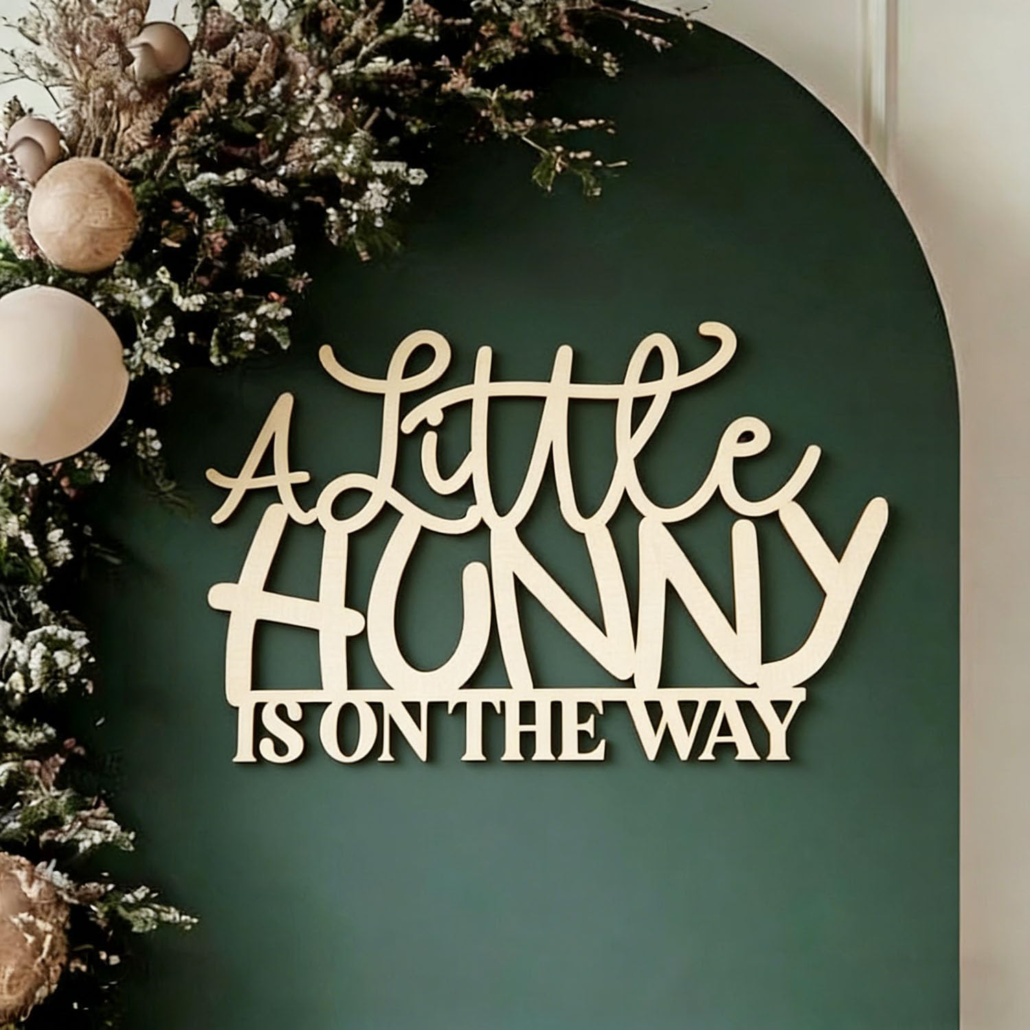 Wooden A Little Hunny is on the Way Sign for Backdrop-Bee Theme Baby Shower Wall Sign for Pregnant Announcement Gender Reveal Party Decorations