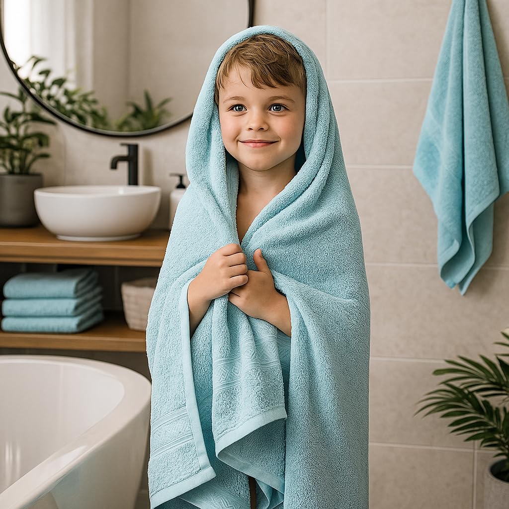 Betz 4 Toallas de Lavabo Premium tamaño 50x100 cm 100% algodón coloresa Azul océano